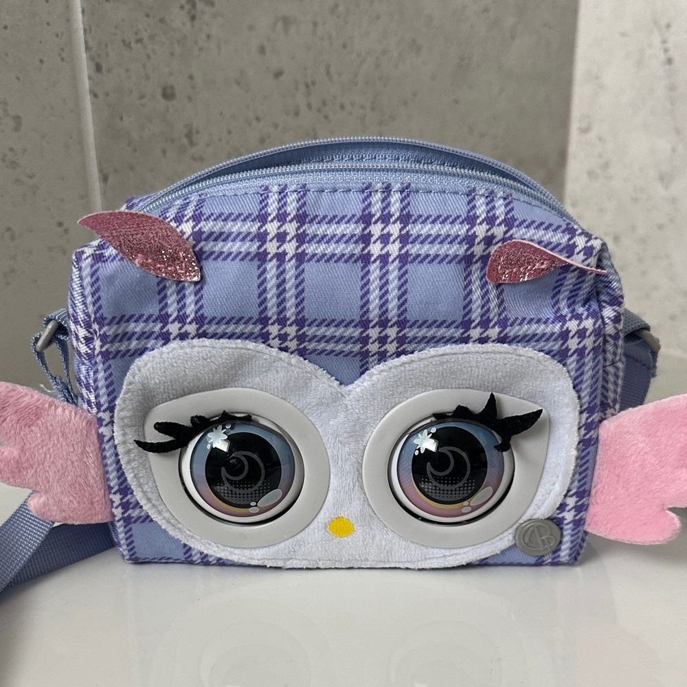 Purse Pets Plaid Owl Kids Bag - Purple and Pink